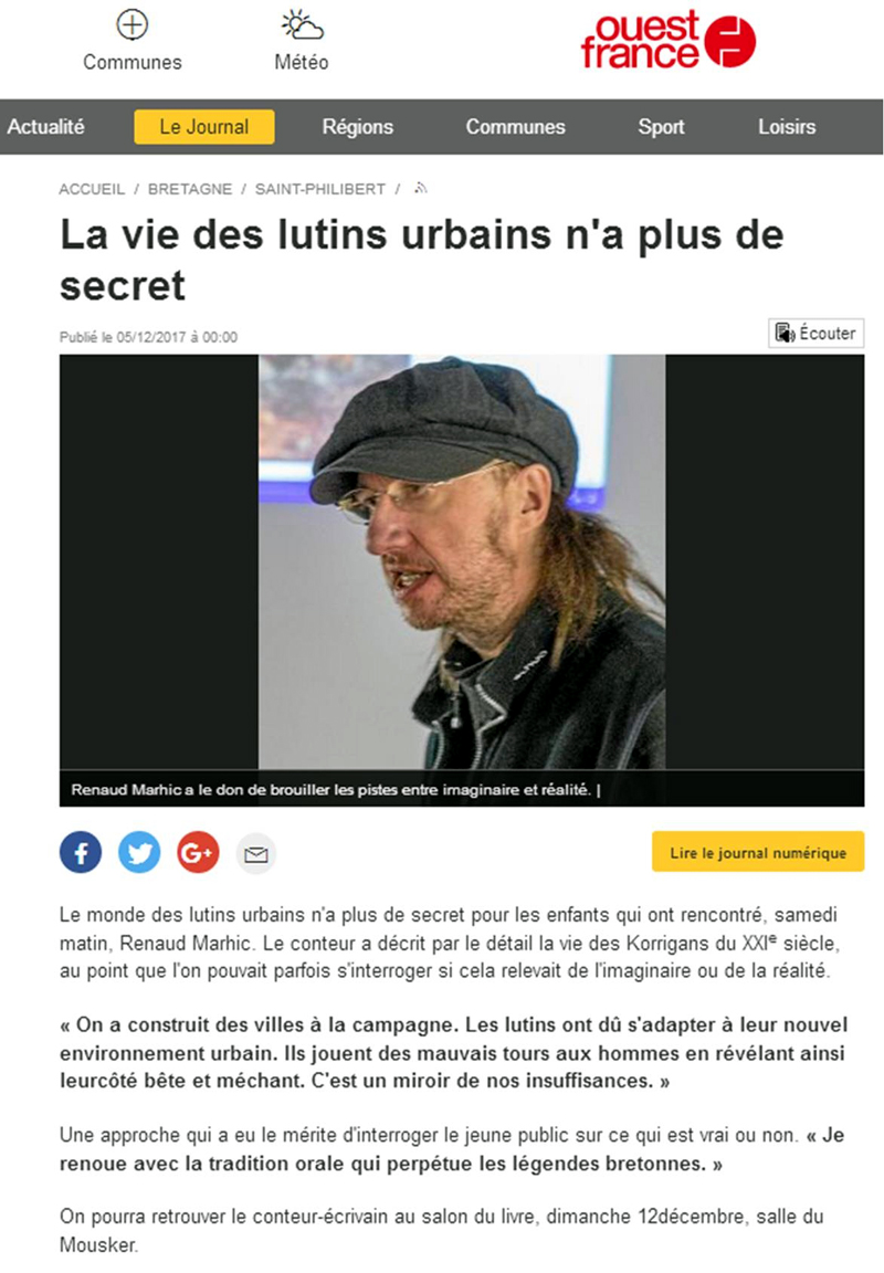 Renaud Marhic et les Lutins Urbains dans Ouest France - les urbins